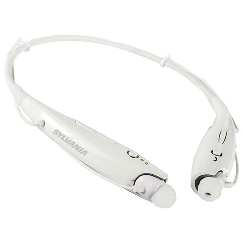 SYLVANIA SBT129-C-WHITE Bluetooth(R) Sports Headphones with Microphone (White)