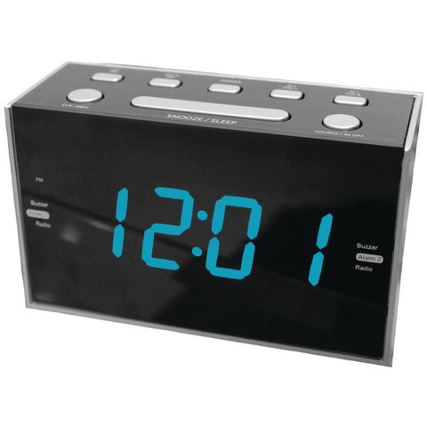 SYLVANIA SCR1053 1.2" Jumbo Digit Dual Alarm Clock Radio with Blue LED