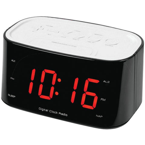 SYLVANIA SCR3128-WHITE 1.2" Dual Alarm Clock Radio (White)