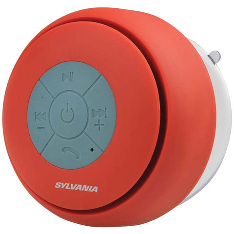 SYLVANIA SP230-RED Bluetooth(R) Suction Cup Shower Speaker (Red)