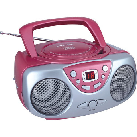 SYLVANIA SRCD243M PINK Portable CD Boom Box with AM-FM Radio (Pink)