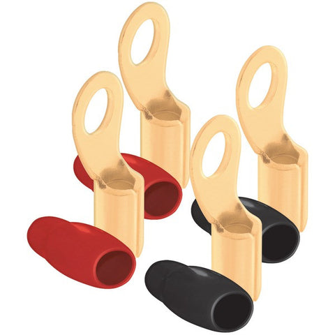DB LINK RT4 4-Gauge 5-16" Ring Terminals, 4 pk (Gold Plated, 2 Red & 2 Black)