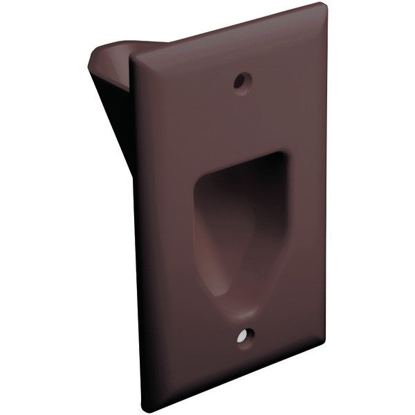 DATACOMM ELECTRONICS 45-0001-BR 1-Gang Recessed Cable Plate (Brown)