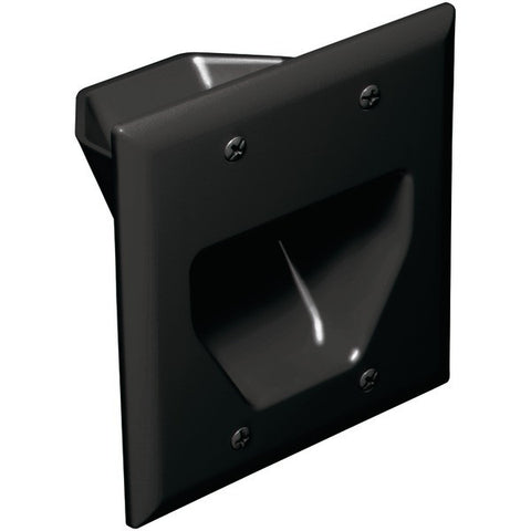 DATACOMM ELECTRONICS 45-0002-BK 2-Gang Recessed Cable Plate (Black)
