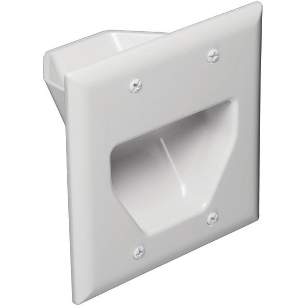 DATACOMM ELECTRONICS 45-0002-WH 2-Gang Recessed Cable Plate (White)