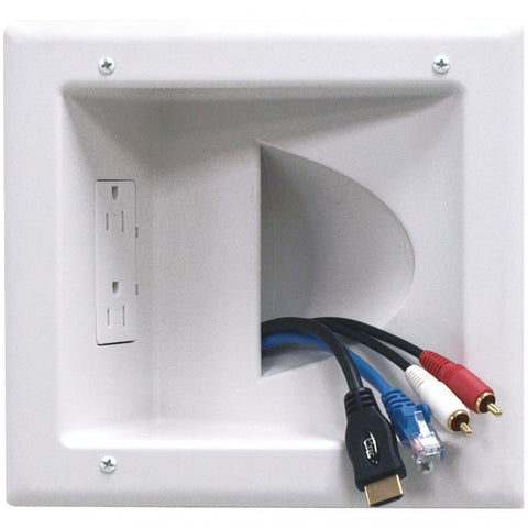 DATACOMM ELECTRONICS 45-0031-WH Recessed Low-Voltage Media Plate with Duplex Receptacle