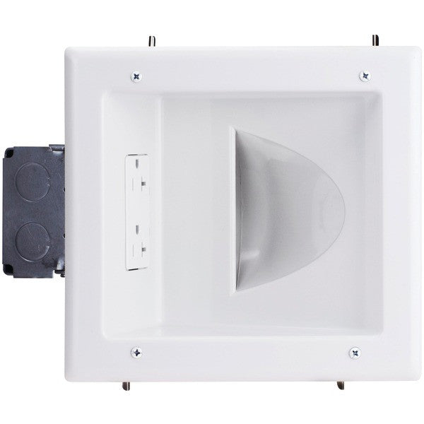 DATACOMM ELECTRONICS 45-0032-WH Recessed Low-Voltage Media Plate with 20-Amp Duplex Receptacle