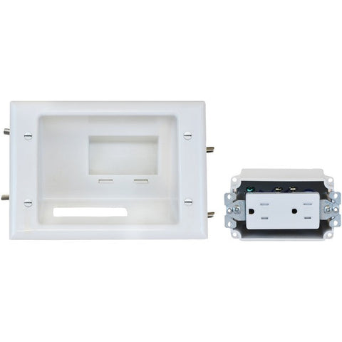 DATACOMM ELECTRONICS 45-0071-WH Recessed Low-Voltage Mid-Size Plate