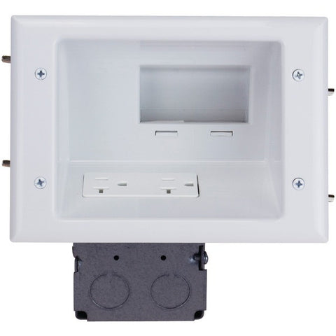 DATACOMM ELECTRONICS 45-0072-WH Recessed Low-Voltage Mid-Size Plate with 20-Amp Duplex Receptacle