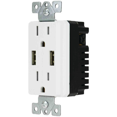 DATACOMM ELECTRONICS 48-0204-WH Decor USB Receptacle