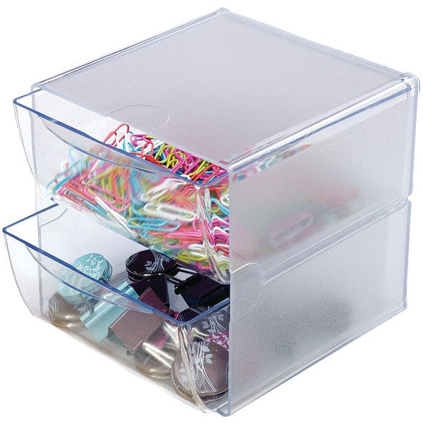 DEFLECTO 350101 Cube with 2 Drawers (Clear)