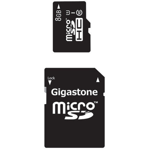 GIGASTONE GS-2IN1C1008G-R Class 10 UHS-1 microSDHC(TM) Card & SD Adapter (8GB)