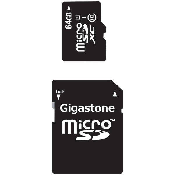 GIGASTONE GS-2IN1X1064G-R Class 10 UHS-1 microSDHC(TM) Cards & SD Adapter (64GB)
