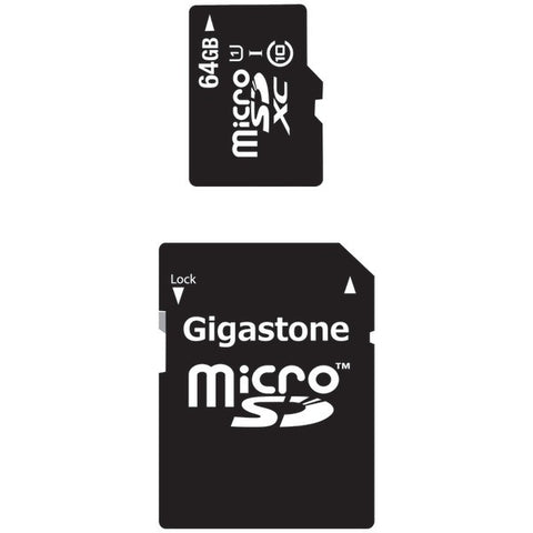 GIGASTONE GS-2IN1X1064G-R Class 10 UHS-1 microSDHC(TM) Cards & SD Adapter (64GB)