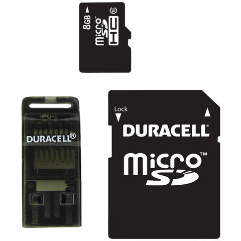 DURACELL DU-3in1C1008G-R Class 10 microSD(TM) Card with SD(TM) & USB Adapters (8GB)
