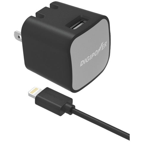 DIGIPOWER IS-AC2L InstaSense(TM) 2.4-Amp Single-USB Wall Charger with 5ft Lightning(R) Cable
