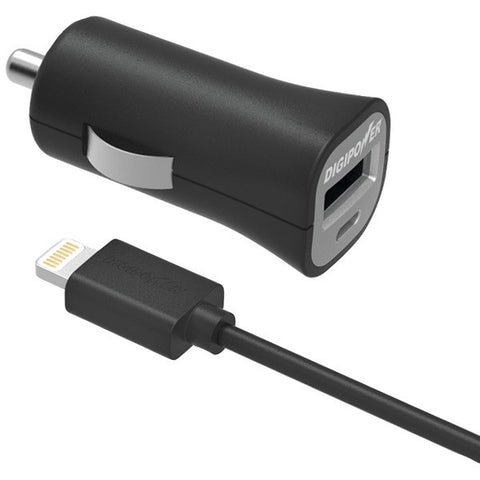 DIGIPOWER IS-PC2L InstaSense(TM) 2.4-Amp Single-USB Car Charger with 5ft Lightning(R) Cable