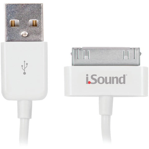 ISOUND ISOUND-1663 Charge & Sync 30-Pin Cable, 3ft (White)