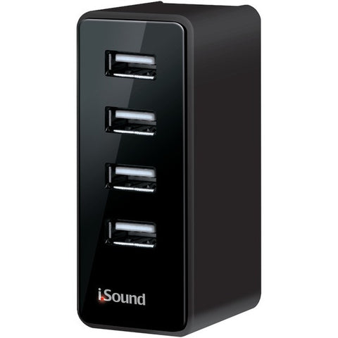 ISOUND ISOUND-2152 2.1-Amp 4-Port Rubberized USB Wall Charger Pro