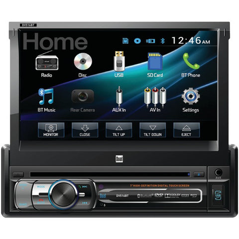 DUAL DV516BT 7" Single-DIN In-Dash DVD Receiver with Motorized Touchscreen & Built-in Bluetooth(R)