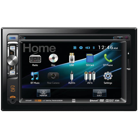 DUAL DV526BT 6.2" Double-DIN In-Dash DVD Receiver with Built-in Bluetooth(R)