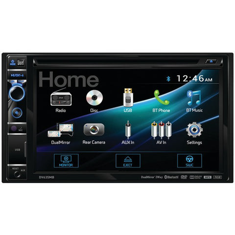 DUAL DV635MB 6.2" Double-DIN In-Dash DVD Receiver with Built-in Bluetooth(R), DualMirror(TM) & HDMI(R) Input