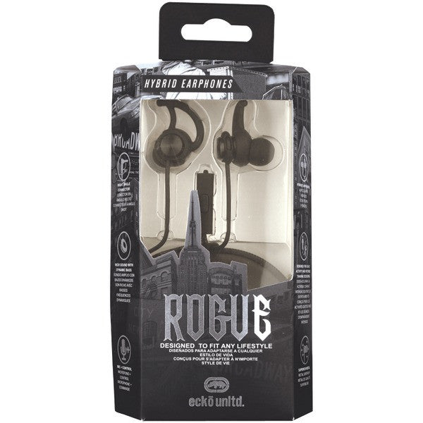 ECKO UNLIMITED EKU-ROG-BK Rogue Hybrid Earbuds with Microphone (Black)