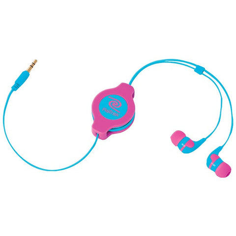 RETRAK ETAUDNPKBU Retractable Earbuds (Neon Pink-Blue)