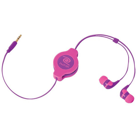 RETRAK ETAUDNPKRL Retractable Earbuds (Neon Pink-Purple)