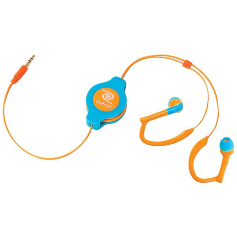 RETRAK ETAUDWBUOR Retractable Sports Wrap Earbuds (Neon Blue-Orange)