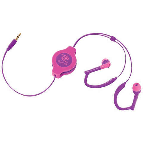 RETRAK ETAUDWPKRL Retractable Sports Wrap Earbuds (Neon Pink-Purple)