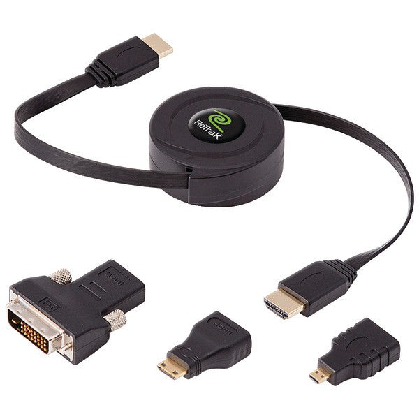 RETRAK_EMERGE ETCABLEHDM Retractable Standard HDMI(R) Cable with Mini, Micro & DVI Adapters, 5ft