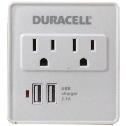 DURACELL DU6207 2-Outlet Surge Protector with 2 USB Ports (White)