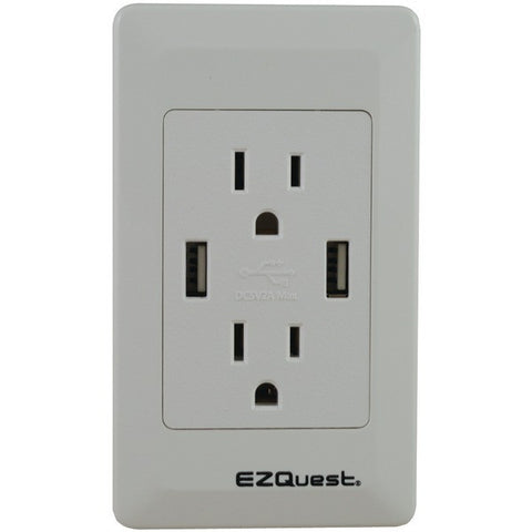 EZQUEST X73692 2-Outlet, 2-Port 2.1-Amp Plug & Charge USB Charger