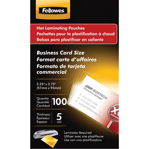 FELLOWES 52031 Business Card Laminating Pouches, 100 pk