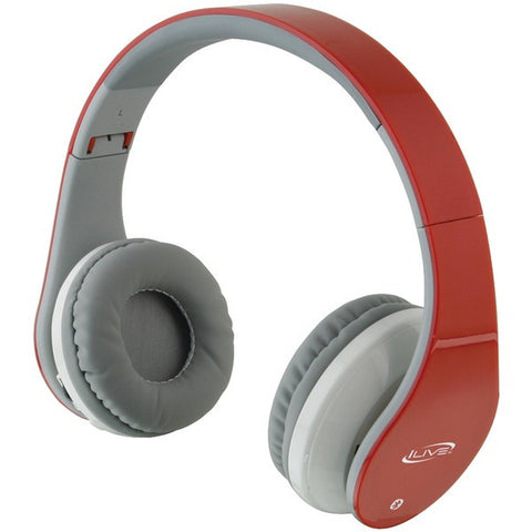 ILIVE BLUE iAHB64R Bluetooth(R) Headphones with Microphone (Red)