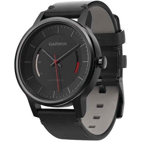 GARMIN 010-01597-12 vivomove(TM) Smart Watch (Leather Band; Black)