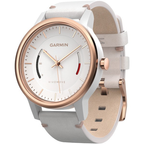 GARMIN 010-01597-13 vivomove(TM) Smart Watch (Leather Band; Rose-Gold Tone)