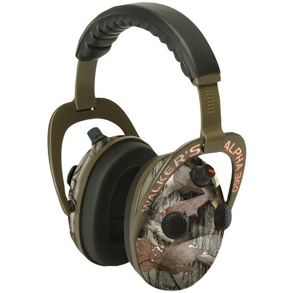 WALKERS GAME EAR GWP-AM360NXT Alpha Power Muff Quad 360 Camo Headphones with Microphone
