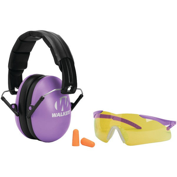 WALKERS GAME EAR GWP-YWFM2GFP-PUR Youth & Women's Folding Muff with Glasses & Plug Combo Kit (Purple)