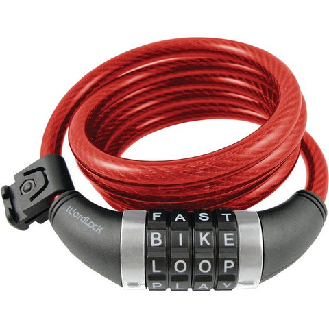 WORDLOCK CL-408-RD Combination Resettable Cable Lock (Red)