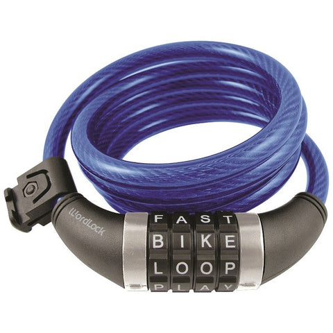 WORDLOCK CL-409-BL Combination Resettable Cable Lock (Blue)