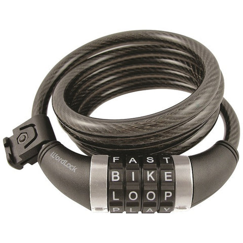 WORDLOCK CL-411-BK Combination Resettable Cable Lock (Black)