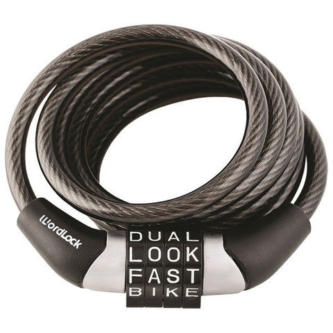 WORDLOCK CL-441-BK Combination Non-Resettable Cable Lock (Black)
