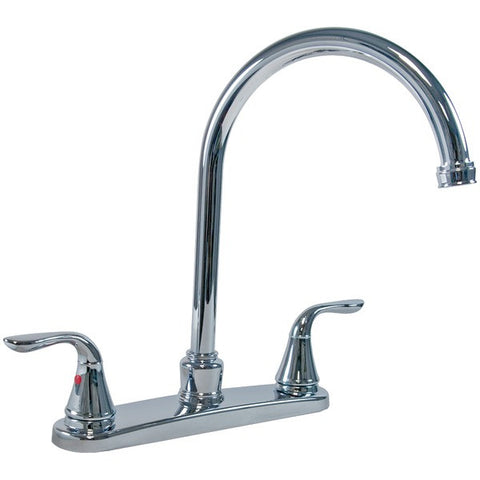 AQUA PLUMB 1558030 Chrome-Plated 2-Handle Gooseneck Kitchen Faucet