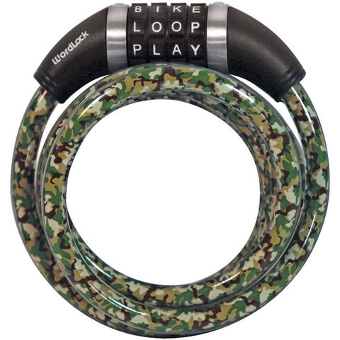 WORDLOCK CL-653-CM 10mm Combination Resettable Camo Green Lock, 5ft