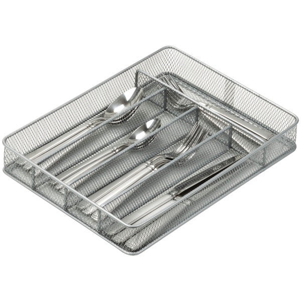 HONEY-CAN-DO KCH-02154 5-Compartment Steel Mesh Cutlery Tray