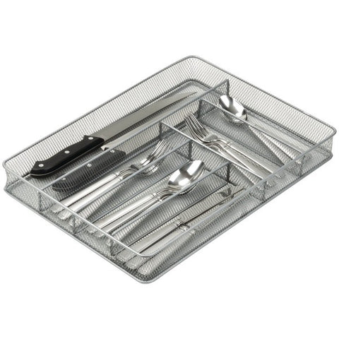 HONEY-CAN-DO KCH-02162 6-Compartment Steel Mesh Cutlery Tray