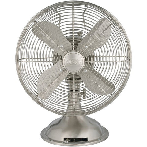 HUNTER 90400 12" Retro Personal Table Fan with Brushed Nickel Finish
