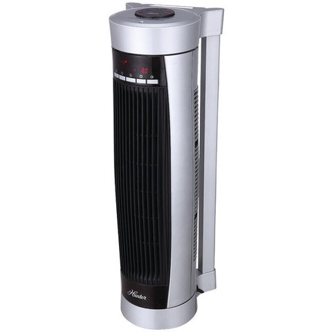 HUNTER HPH15-E SILVER Vertical & Horizontal Oscillating Digital Ceramic Heater with Remote (Silver)